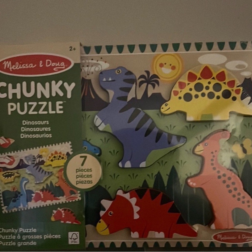 Melissa & Doug Chunky Dinosaur Puzzle - Red, Blue, Yellow